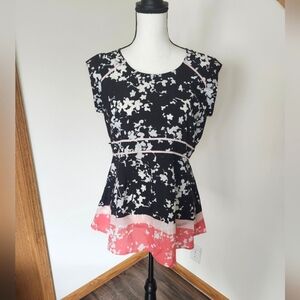 Motherhood Maternity Floral Color Block Shirt